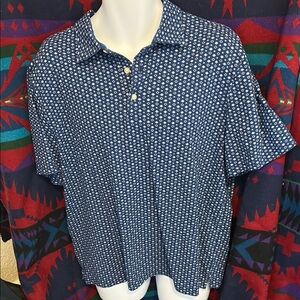 Jos A Banks Blue Patterned Golf Polo Shirt Sz XL